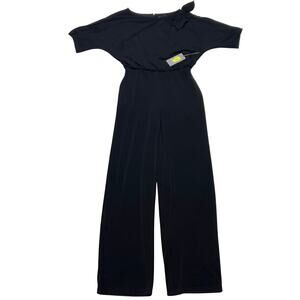 Vince Camuto Jumpsuit with Bow Women Size 0 Black Short Sleeve New with Tags